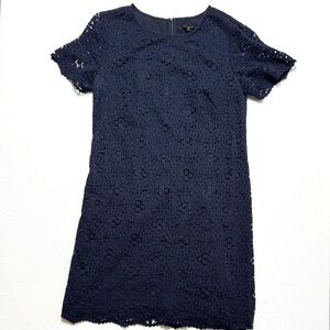 Ann Taylor Navy Lace Short Sleeve Sheath Dress Size 6